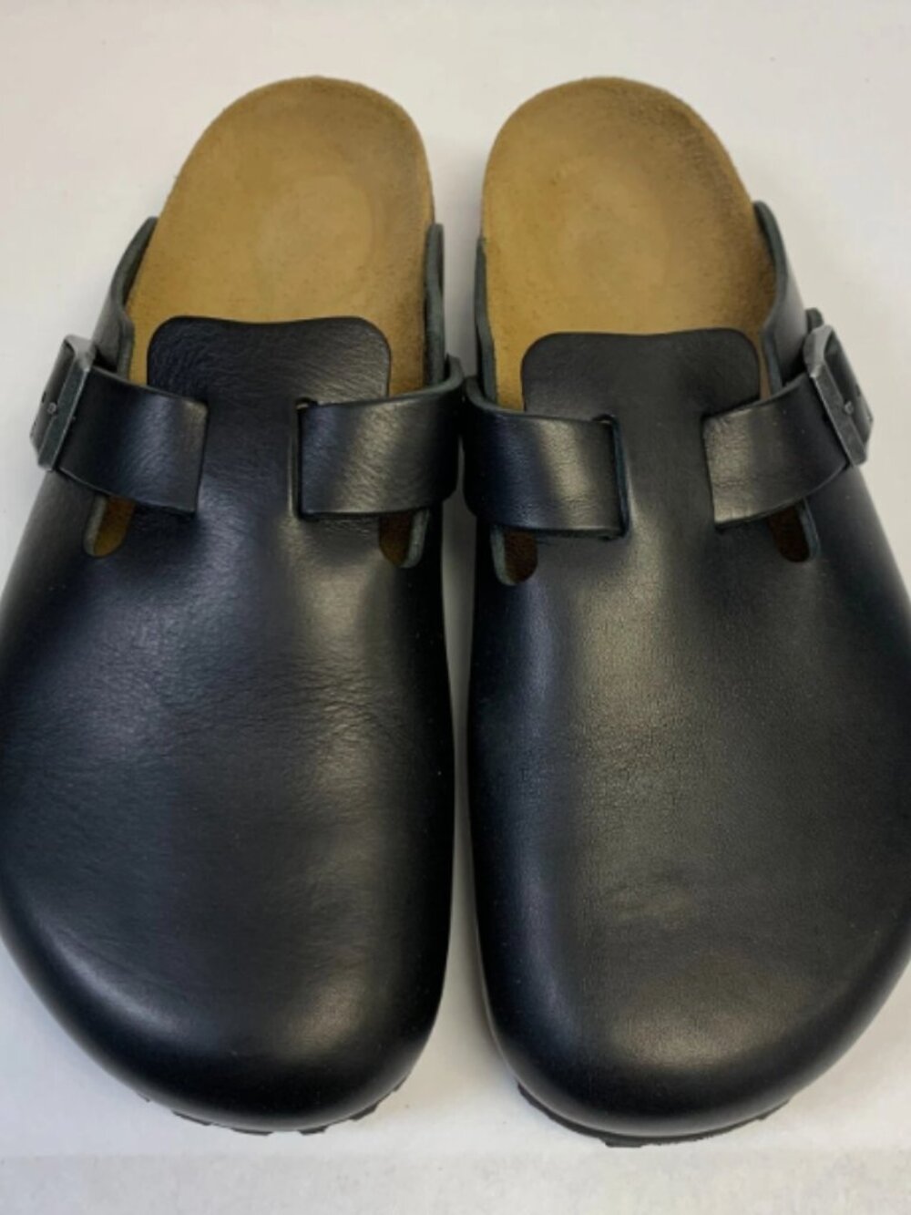 Birkenstock Boston Vintage Wood Black Natural Leather Regular Width Sandals
